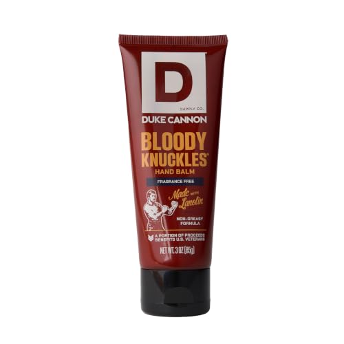 Duke Cannon Supply Co. Bloody Knuckles Hand Repair Balm for Men - 3 oz Travel Size Hand Cream - Fragrance- Free Moisturizing Cream for Dry Cracked Hands - Non-Greasy Lanolin Formula - size: 3 Ounce (Pack of 1)