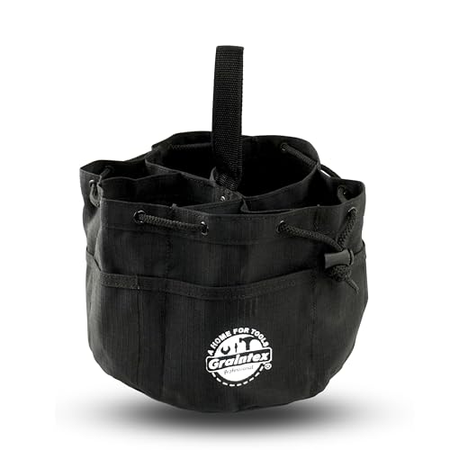 Graintex 18 Pockets Grab Bag Rip-stop Canvas Drawstring Closure, Small Part Organizer Pouch, Small Tools, Screws, Parts, Parachute Tool Bag for Efficient Storage - Black - color: Black