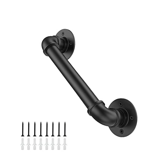 Willstar 1FT Industrial Staircase Handrail Non-Slip Pipe Bar Foot Rail Wall Mount Stair Rail Vintage Grab Bar for Steps Black Iron Pipe Handrail for Outdoor Indoor Stairs Loft Porch Hand Rail (1ft) - size: 1 FT