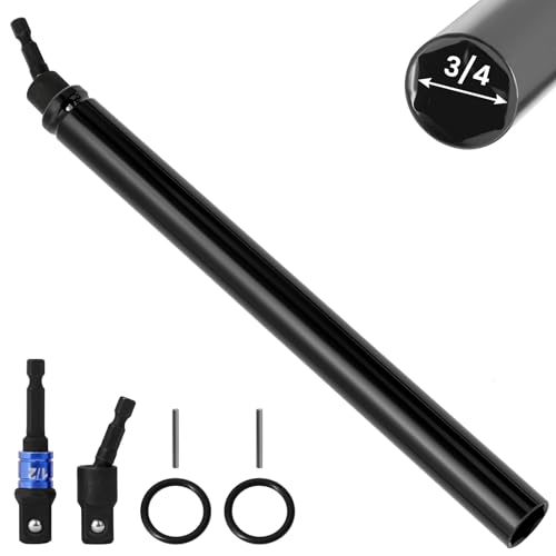 3/4"(19mm) Nut Driver 12", Deep Nut Runner Hollow Socket with 1/4" Hex Shank Adapter, 1/2" Drive 3/4 Socket for Ceiling Long Threaded Rod Bolts, Ductwork, 300mm for Overhead Fastening - size: C. 3/4(19mm) 12"