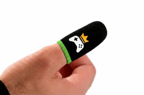 King of The Game - Improved Materials Gaming Finger Sleeves (6 Pack) for Touch Screens and Controllers. Skin-Protective, Ultra-Sensitive, Sweat-Resistant, Breathable and Stretchable. (Green) - color: Green