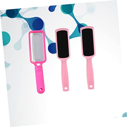 3pcs Double-Sided Foot Grinding Tool Rosy Stainless Steel Foot File Pink Sandpaper Grinding Boards for Callus Removal and Smooth Skin for Home Professional Use