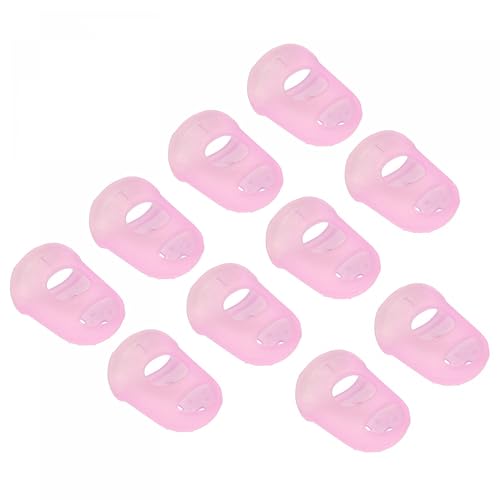 PATIKIL Finger Tips Anti Slip Fingertip Protector, 10 Pack 25mm Silicone Finger Guard for Paper Sorting Sewing Guitar Playing, Pink S Size - color: Pink
