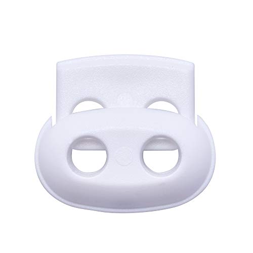 DYZD Plastic Cord Locks Spring Toggle Stopper Double Hole Cord Locks for Drawstring,Clothing, Shoelaces, Backpack, Lanyard(White 10PCS) - color: White, size: 10PCS