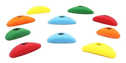 Atomik Rock Climbing Holds Set of 10 Bolt-On Oval Crimps Style 1 in Assorted Bright Tones