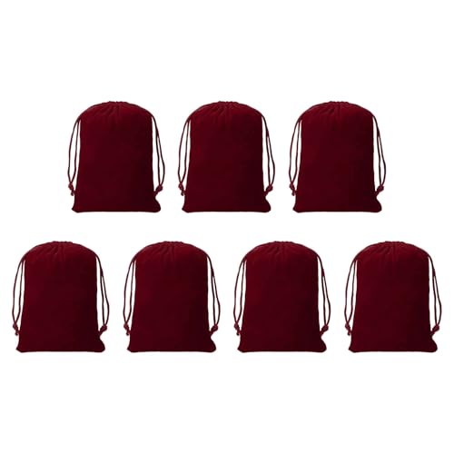 Drawstring Dice Bag 3.54" x 4.72" Durable Flocking Cloth Tarot Card Bag Perfect for Dice Storage & Jewelry & Chess & Cosplay Coin & Board Gaming Accessories (Wine Red, 7pcs) - color: Wine Red, size: 3.54"x4.72"