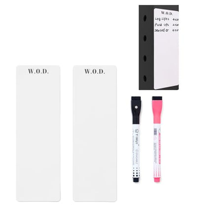 Mini Magnetic Fitness Tracker whiteboard for Squat Rack, 8.5" x 2.75" WOD Board for Home Gym Workouts with Dry Erase Markers, Portable Dry Erase Boards for Garage Gym, Weight Lifting Accessories
