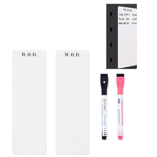 Mini Magnetic Fitness Tracker whiteboard for Squat Rack, 8.5" x 2.75" WOD Board for Home Gym Workouts with Dry Erase Markers, Portable Dry Erase Boards for Garage Gym, Weight Lifting Accessories