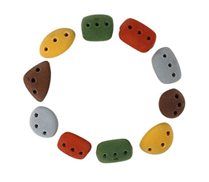 Atomik Rock Climbing Holds Set of 10 Medium Screw-On Basic Jugs in Assorted Earth Tones