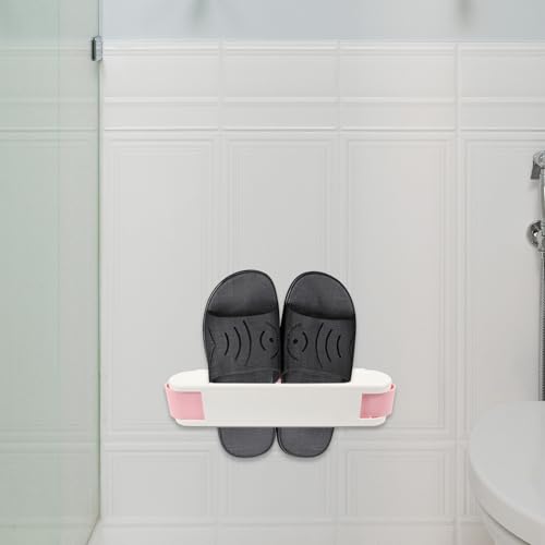 BESTYASH No Punching Wall Mounted Shoe Rack for Slippers and Sneakers, Folding Plastic Shoe Organizer with Sturdy Rails and Enough Space, Easy to Clean Storage Shelf for Bathroom or Living