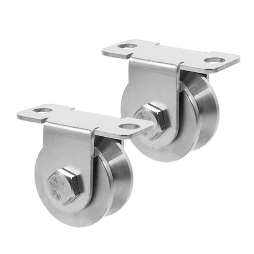 U Groove Stainless Steel Wall Pulley 2Pcs Heavy Duty Stainless Steel Rope Pulley with Internal Bearings for Wall Mounted Sliding Door Pulley System