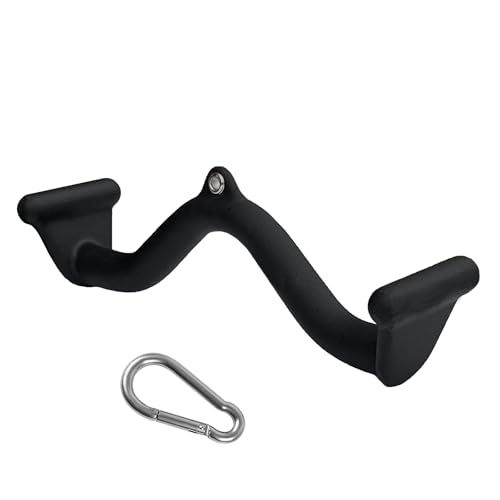 BLUSLM Lat Pull Down Bar T bar Row Attachment, V Bar Tricep Lat Pulldown Attachments, Back Strength Training Bar for Home Gym Exercise Cable Machine Attachments - color: Black 03