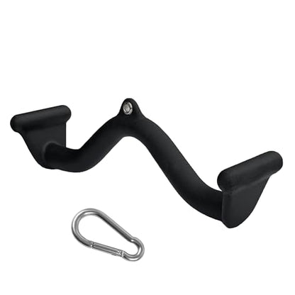 BLUSLM Lat Pull Down Bar T bar Row Attachment, V Bar Tricep Lat Pulldown Attachments, Back Strength Training Bar for Home Gym Exercise Cable Machine Attachments - color: Black 03