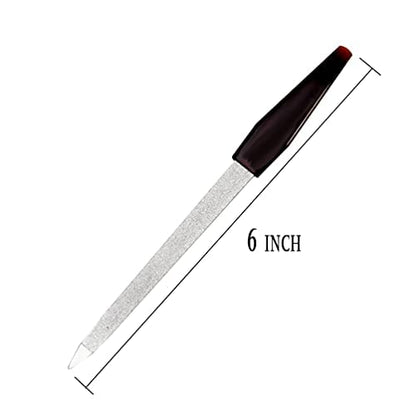 Pinkee's (2 Pack) 6 inch Stainless Steel Metal Nail File for Fingernails, Toenails, Scraping, Strengthening, Finger Manicure File