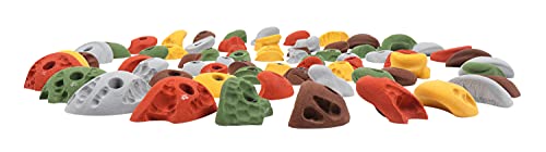Atomik Rock Climbing Holds Set of 68 Bolt-On Budget Friendly Holds in Assorted Earth Tones