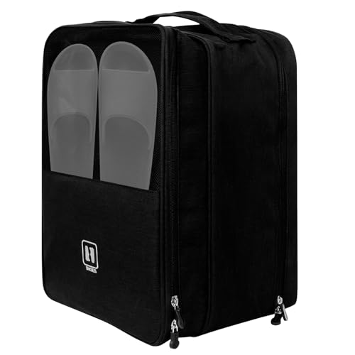Large Shoe Bags for Travel, Holds 3 Pairs of Shoes, Portable Dance Shoe Storage Pouch, Sneaker Storage Bag (Black) - color: Black