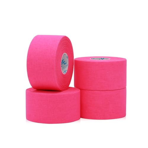 OK TAPE Athletic Sports Tape 4 Packs 45ft Per Roll Pink Strong Adhesion | for Athlete & Sport Trainers & First Aid Injury Wrap, Perfect for Fingers Ankles Wrist on Bat, Hockey Stick - color: Pink, size: 1.5" x 15yards - 4 Rolls