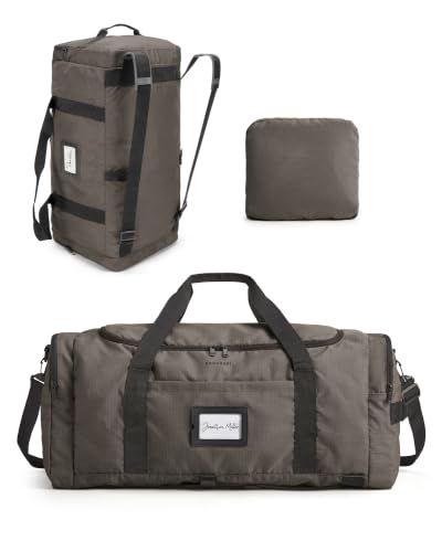 BAGSAMRT 60L Foldable Duffle Bag for Travel, Large Travel Duffel Bag for Men, 4 in 1 Travel Backpack, Carry on Weekender Bag, Dark Gray - color: Dark Gray, size: 60L