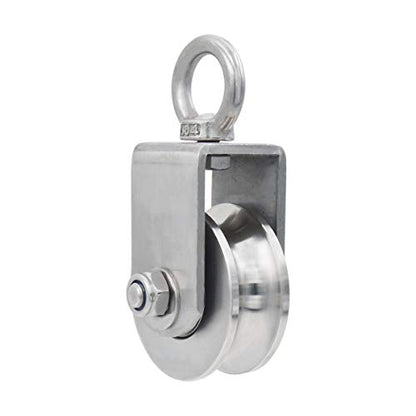 Pulley Wheel Heavy Duty Single Wheel Swivel Pulley Block Duplex Bearing 304 Stainless Steel 360 Degree Rotation Smooth Loading 800 Kg for Material Handling and Moving Lifting - size: 137mm