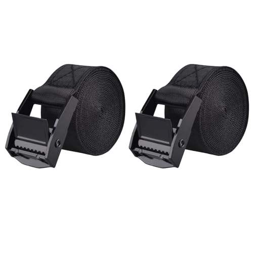 Tie Down Straps, Lashing Straps Nylon Webbing, Cam Buckle Adjustable Heavy Duty Belts for Luggage, Suitcase Packing, Cargo Freight (01# Black - 2 Packs, 4.9 FT) - color: 01# Black - 2 Packs, size: 1" x 4.9'