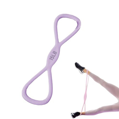 Silicone Figure 8 Resistance Bands for Full-Body Workouts – 15 LB Suitable for Shoulder, Back, and Arm Exercises - color: Purple