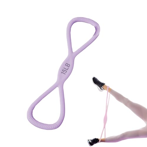 Silicone Figure 8 Resistance Bands for Full-Body Workouts – 15 LB Suitable for Shoulder, Back, and Arm Exercises - color: Purple