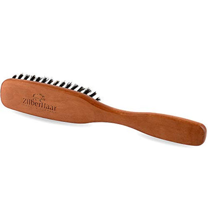 ZilberHaar Long Hair Brush - Soft Boar Bristles - Exfoliating and Conditioning for Men's Beards & Skin - Compatible with Beard Balms and Oils - color: Long Soft