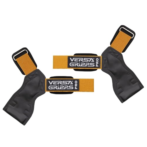 Versa Gripps® Pro, Made in The USA, Wrist Straps for Weightlifting Alternative, The Best Training Accessory - color: Gold/Black, size: Reg/Large: 7-1/8" to 8"