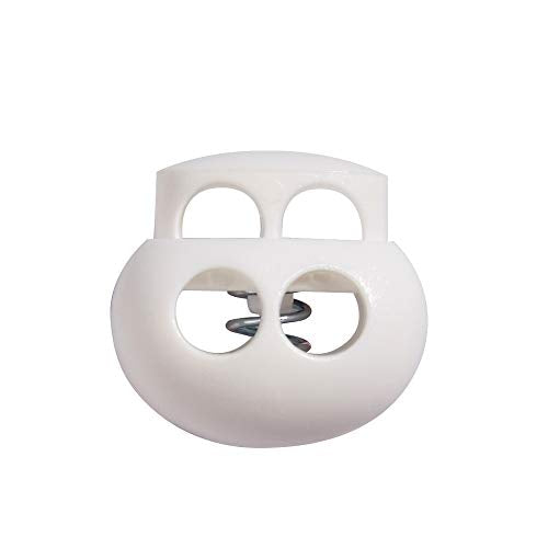 DYZD Plastic Cord Lock End Toggle Double Hole Spring Stopper Fastener Slider Toggles End (White 10PCS) - color: White