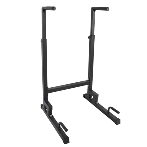 Dip Station, Adjustable Height 6-Level Multi-Function Pull Up Bar Stand | Heavy Duty Steel Dip Bars for Home Gym, Tricep Dips L-Sit Push Up Calisthenics Workout Equipment, Supports 500 LBS