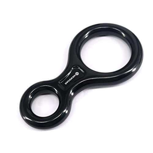 NewDoar Climbing Gear Downhill Equipment, Descender Rappel Rock Climbing Descending Belaying Equipment Rescue Figure 8 Descender Rigging Plate 35KN for Climbing Belaying and Rappeling Device - color: Black