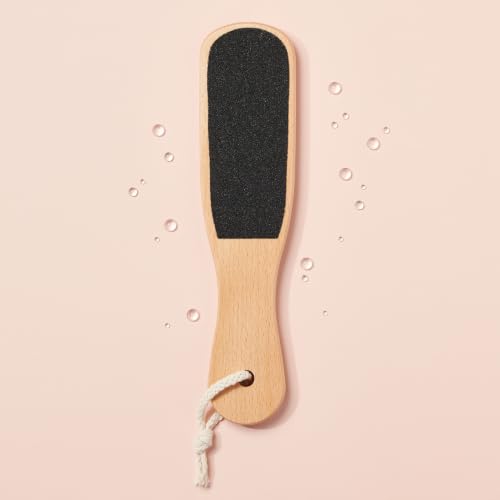 Diane 2-Sided Foot File Callus Remover for Feet, Wooden Handle Pedicure Tool, Foot Scrubber & Heel Scraper for Dead Skin, Dry Cracked Feet & Smoothing Heels, Wet or Dry Use, 10" x 2 3/8", 100/80 Grit