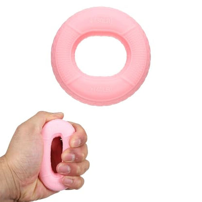 Silicone Ring Grip Strength Trainer with Finger Extension Band, Hand Grip Strengthener Forearm Trainer Kit - color: Pink, size: 30-40LB