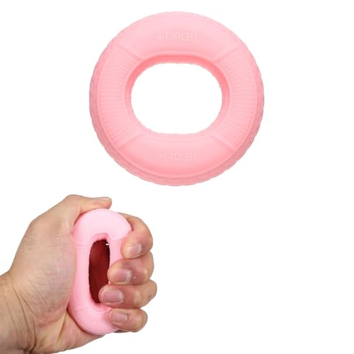 Silicone Ring Grip Strength Trainer with Finger Extension Band, Hand Grip Strengthener Forearm Trainer Kit - color: Pink, size: 30-40LB