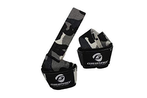 Gripad Heavy Duty Lifting Straps in Carry Pouch - Wrist Strap Set for Weight Lifting, Cross Training & Power Lifting - Strong Neoprene Gym Workout Deadlift Enhanced Grip and Stability - color: desert camo