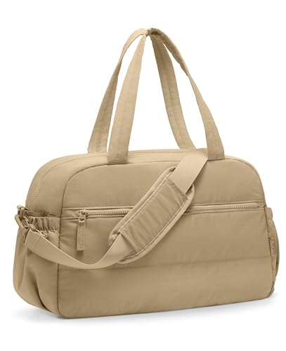 Gym Bag for Women, Travel Duffle Bags with Wet Pocket, Lightweight Carry on Bag Overnight Weekender Duffel Bag, Water Resistant (Camel) - color: Camel