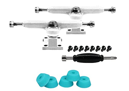 32mm Prodigy Gen2 Pro Fingerboard Trucks - Pro Style Base and Hanger with Custom Pivot Tuning and Pro Duro Bubble Bushings - White Colorway - color: White, size: 32mm