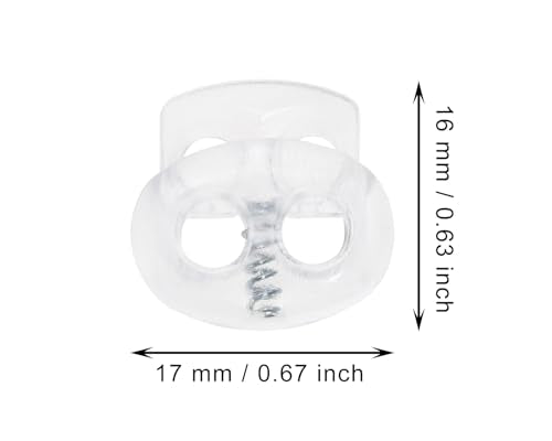 Tupalizy 17x16mm Clear Cord Locks Double Hole Spring Stopper Slider Clip Pant Drawstring Shoelace Tighten Repair Fastener