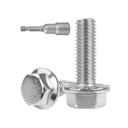 M8x25mm Serrated Flanged Hex Head Screws Bolts 25pcs HS/JXLS-10 | 304 Stainless Steel, External Hex Machine Screws, Equipped with Hex Sleeve, for Construction, for Automotive, for Industrial - size: M8x25mm