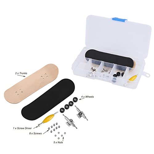 HERCHR Finger Boards, 1Pc Maple Wooden Alloy Fingerboard Finger Skateboards Creative Fingertips Daliy Playing Relaxing Movement Set with Box for Relax Play (Black) - color: Black