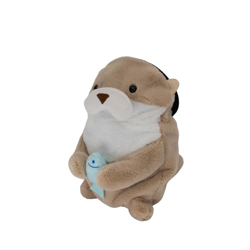 Rock Climbing Chalk Bag – Cute Plush Chalk Bag for Bouldering, Gym, Indoor & Outdoor Climbing – Drawstring Closure, Adjustable Waist Belt – Fun Character Design for Climbers - color: Baby Otter