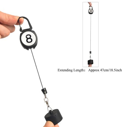 LAKE OF FIRE Pool Chalk Holder with Retractable Key Ring Black | Snooker & Billiards Pool Accessories, Professional Billiards Gifts for Men - size: Round