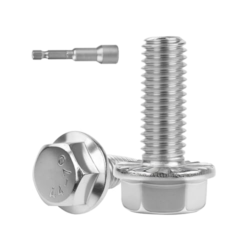 M6x20mm Serrated Flanged Hex Head Screws Bolts 25pcs HS/JXLS-10 | 304 Stainless Steel, External Hex Machine Screws, Equipped with Hex Sleeve, for Construction, for Automotive, for Industrial - size: M6x20mm