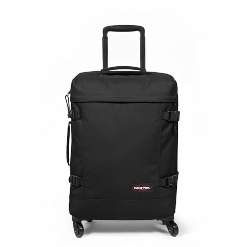 EASTPAK TRANS4 S – 44L Small Cabin Wheeled Luggage, Two Compartments, TSA Lock, 360° Spinner Wheels, and Telescopic Handle, Black - color: Black, size: 44 Liter Carry On