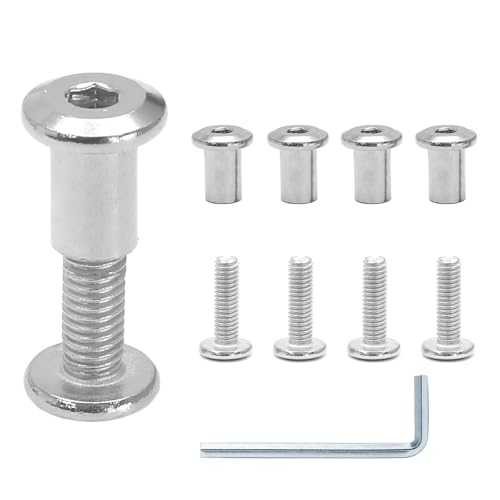 35 Pair(70 Piece) M6x20mm Hex Drive Socket Cap Bolt, Silver | Allen Wrench Included, Countersunk Screw Barrel Nuts, Binding Screws, For Crib Replacement Belt Cabinet - color: Silver, size: M6x20mm (30 Pair)