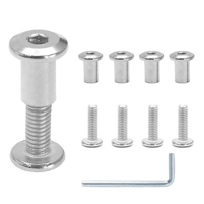 35 Pair(70 Piece) M6x20mm Hex Drive Socket Cap Bolt, Silver | Allen Wrench Included, Countersunk Screw Barrel Nuts, Binding Screws, For Crib Replacement Belt Cabinet - color: Silver, size: M6x20mm (30 Pair)