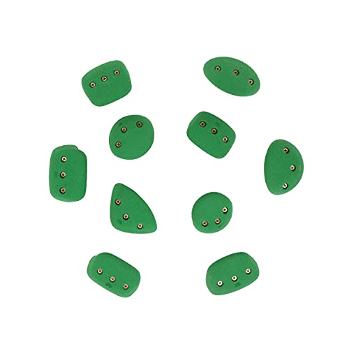 Atomik Rock Climbing Holds Set of 10 Medium Screw-On Basic Jugs in Green