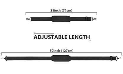 Ytonet Shoulder Strap, 52" Universal Adjustable Padded Laptop Shoulder Strap Replacement Comfortable Belt with Metal Hooks for Laptop Messenger Crossbody Bag Luggage Duffel Camera, Black