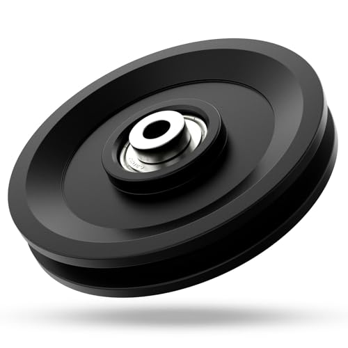 114mm/4.5" Universal Nylon Bearing Pulley System, Gym Workout Cable Pulley Wheel & Weight Attachment Replacementfor Home Gym, Pulldown Smith Machine, Garage Lifting Equipment - color: Black-1pc