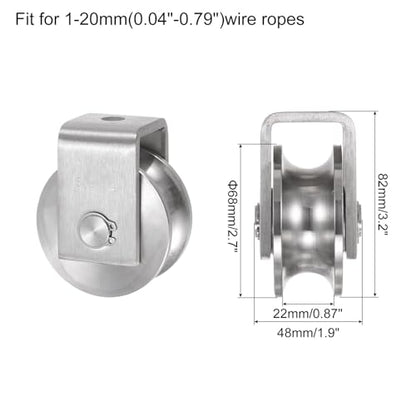 uxcell U Groove Wheel Pulley 304 Stainless Steel, 2.7" Dia Track Wheel Pulley Block Loading 2000lbs for Sliding Gate, Industrial Machines, Groove Width 0.87" - size: 2.7" wheel dia, 0.87" groove width